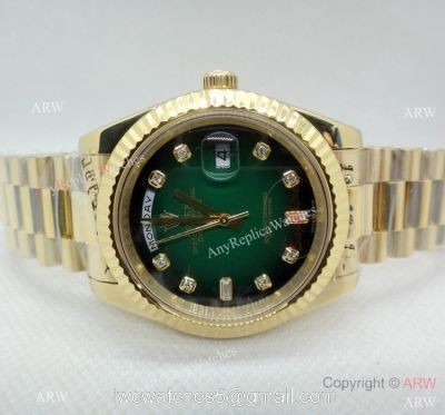 Replica Rolex Presidential Diamond Day-Date Green Dial Yellow Gold Watch 40mm 1