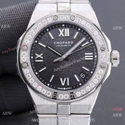 Swiss Replica Chopard Alpine Eagle Large Steel Black Dial 41mm Watch with Diamond Bezel 1