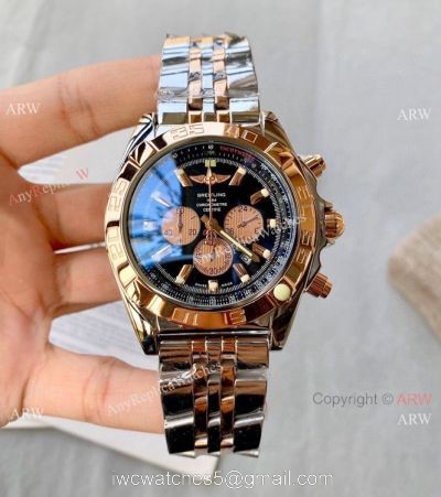 Two Tone Rose Gold Breitling Chronomat B01 Copy Watch 45mm 1