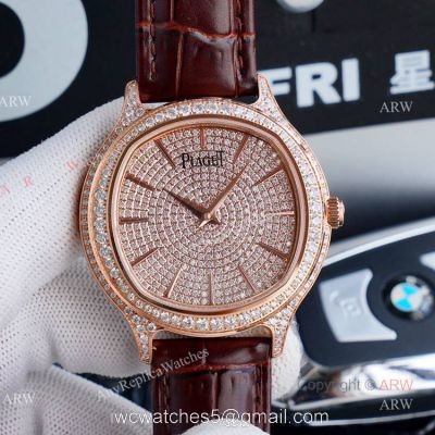 Swiss Grade Replica Piaget Black Tie Rose Gold Diamond Mens Automatic Watches 1