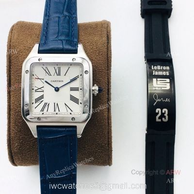 Swiss Replica Cartier Santos Dumont Blue Leather Watch New Cartier Watches 1