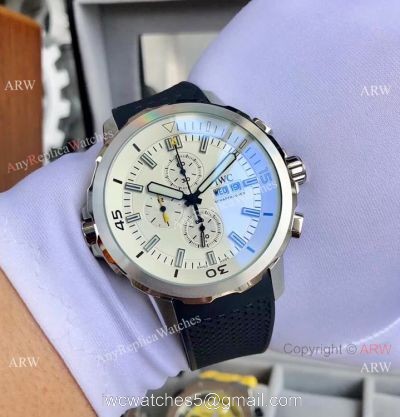 Fake IWC Schaffhausen Aquatimer 43mm Watches White Dial Rubber Strap 1
