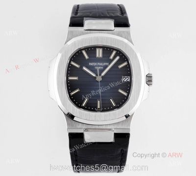 Swiss Replica Patek Philippe Nautilus Dark Blue Dial Silver Case Automatic Watch 1