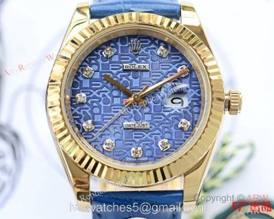 Upgraded Rolex Datejust II Copy Watches Rolex Computer Face Blue Leather Strap 41mm 1