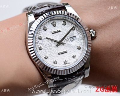 NEW UPGRADED Copy Rolex Datejust II Watch 41mm Diamond Markers Leather Strap 1