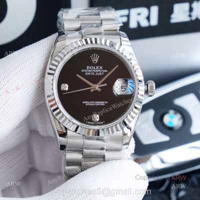 Swiss Copy Rolex Datejust 36 Black Face Mens Watch 1