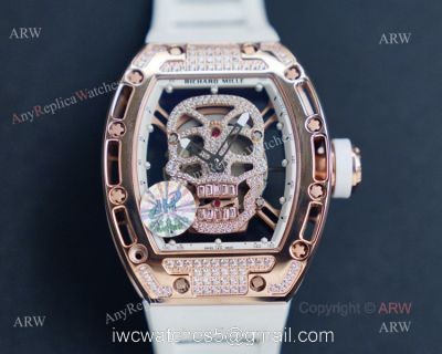 Replica Richard Mille Skull RM052 Rose Gold Diamond Watch 1