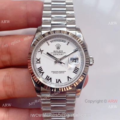 Swiss Grade 1 Rolex DayDate EWF Swiss 3255 White Roman Dial Watch 36mm 1