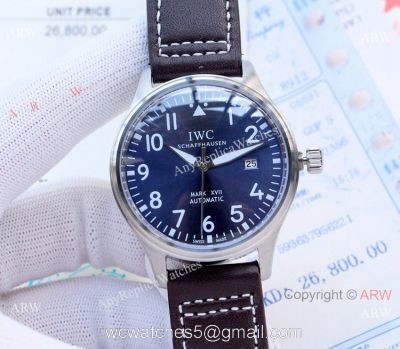 New IWC Mark XVIII Replica Watches Blue Dial Leather Strap 1