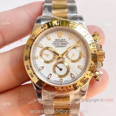 1:1 Best Clone Rolex Daytona Two Tone White Dial Watch Noob Factory 904L 4130 Movement 1
