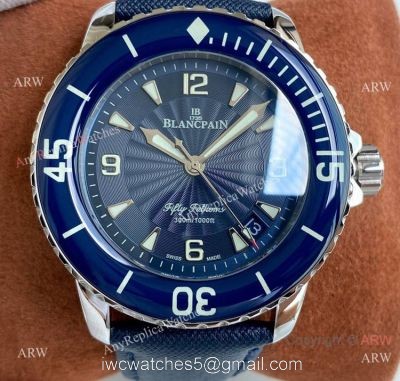 Best Copy Blancpain Fifty Fathoms Blue Bezel Silver Watch Citizen 8215 Movement 1