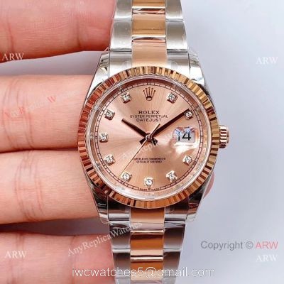 EWF Swiss 3235 Rolex Datejust 36 Watch Salmon Dial Rolex Everose Replica 1