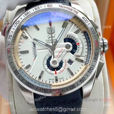 Copy Tag Heuer Grand Carrera Calibre 36 White Face Watch Rubber Strap 1