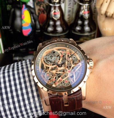 Roger Dubuis Excalibur Spider Men Watches Rose Gold Skeleton Face 1