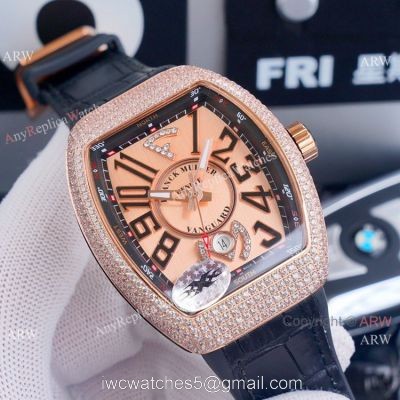 Best Replica Franck Muller Vanguard Yachting v45 Diamond Rose Gold Dial Watches 1