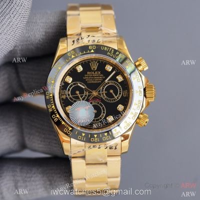 Swiss Quality Rolex Daytona 40mm Watch Black Ceramic Bezel Yellow Gold 1