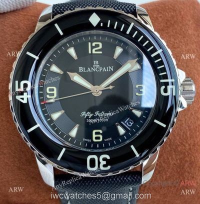 Swiss Quality Copy Blancpain Fifty Fathoms Citizen 8215 Watch Black Dial Green Markers 1