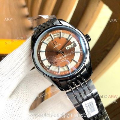 Replica Omega De Ville Hour Vision Brown Dial Watches 41MM 1