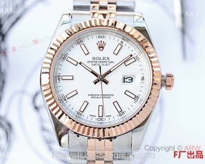 NEW UPGRADED Rolex Datejust II 41 Watch Replica Two Tone Rose Gold White Dial 1