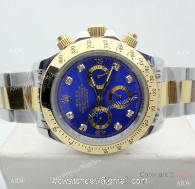 Best Replica Rolex Daytona Two Tone Blue Diamond Dial 40mm Watch 1
