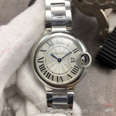 Replica Cartier Ballon Bleu De 33mm Ss Silver Dial Watch V6 Factory Swiss Quartz 1