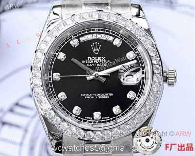 NEW UPGRADED Copy Rolex Day Date Presidential 41mm Watch Black Diamond 1