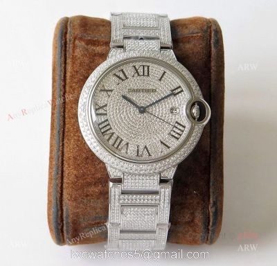 (TW) Fully Iced Out Cartier Ballon Bleu Diamond Watch Best Replica 1