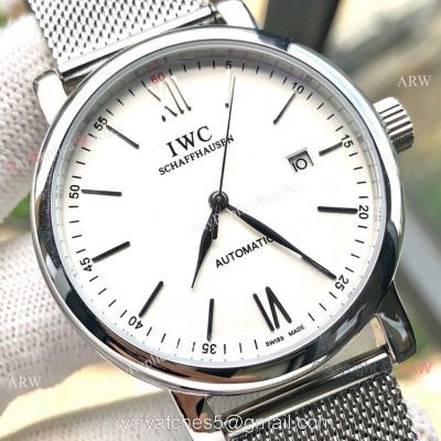 New IWC Portofino Stianless Steel White Face Watch Men 1
