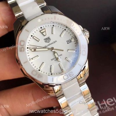 Swiss Grade New Replica Tag Heuer Aquaracer Lady Quartz White Ceramic Watch 35mm 1