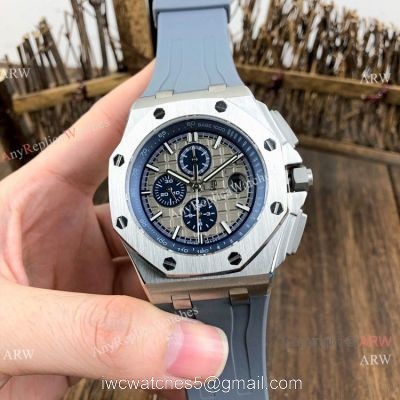 Copy Audemars Piguet Royal Oak Offshore Watches Gray Dial Rubber Strap 1