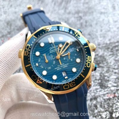 Replica Omega Seamaster 300m Watches Two Tone Blue Chronograph Omega Clone Watch 1