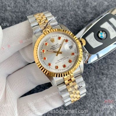 36mm Rolex Datejust Men Watches Two Tone Red Diamond 1