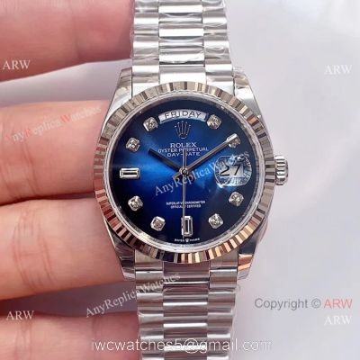 (EW)Swiss 3255 Replica Presidential Rolex Day-Date Blue Dial Watch High End Replica 1