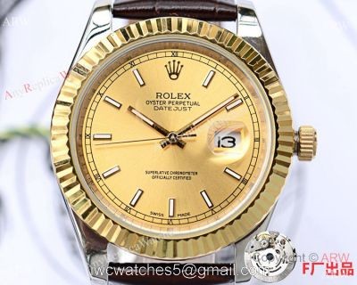 New Upgraded Rolex Datejust II 41 Watch Gold Case Brown Leather Band 1