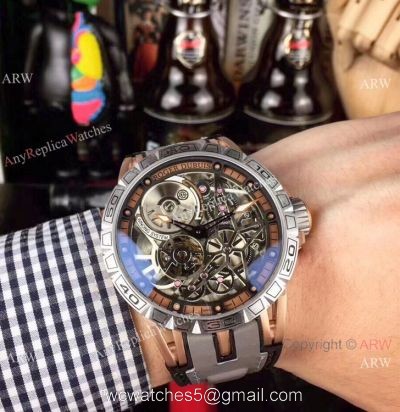 Roger Dubuis Excalibur Spider Rose Gold Plated Titanium Watch AAA Replica 1