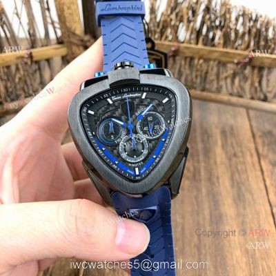 New Replica Lamborghini Spyder Chrono Watches Blue Rubber Strap 1