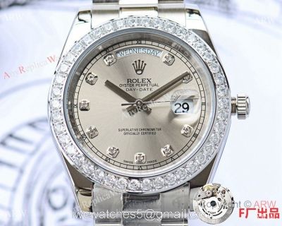 NEW UPGRADED Copy Rolex Day-Date II Stainless Steel President Gray Face 1