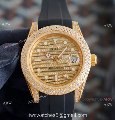 High Quality Rolex GMT-Master II Iced Out Watch Rubber Strap 1
