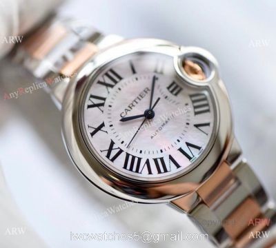 V6 Factory Swiss Replica Cartier Ballon Bleu 33mm Watch 2-Tone Rose Gold Pink Dial 1
