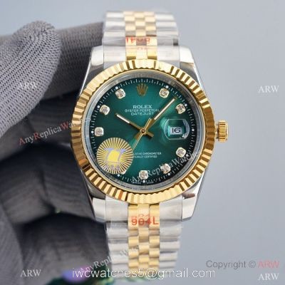 Swiss Quality Rolex Datejust ii 41mm Green Gradient Dial Diamond Markers Jubilee Watch 1