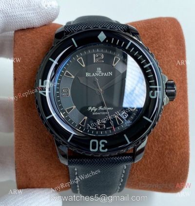 Swiss Quality Copy Blancpain Fifty Fathoms Solid Black Watch Citizen 8215 Movement 1