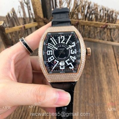 Knockoff Franck Muller Vanguard Classical Men Watch Rose Gold Diamonds 1