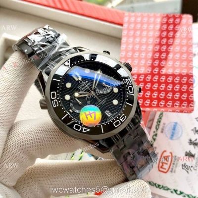 Solid Black Omega Seamaster 300M Chronograph Watch Replica 1