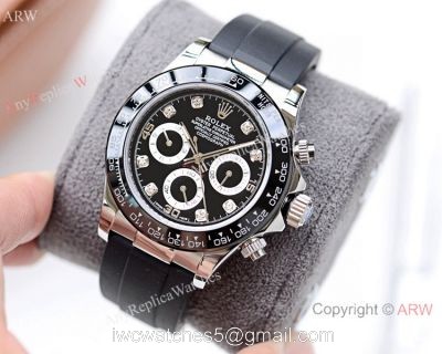 Copy Rolex Daytona Rubber Strap Diamond Markers Watch 40mm 1