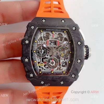 KV Factory V2 Upgraded Knockoff Richard Mille RM011 Orange Rubber Band Carbon Watch 1