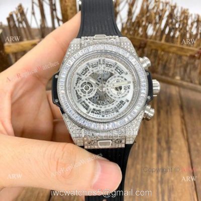 Top Replica Hublot Big Bang Unico Sapphire Full Diamond Watch 45mm 1