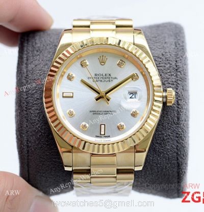 Fake Presidential Rolex Oyster Perpetual Datejust II All Gold Silver Dial 1