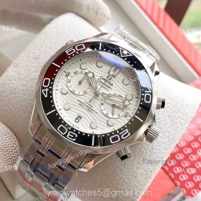 Copy Omega Seamaster 300M Chronograph Watch Stainless Steel White Dial 1