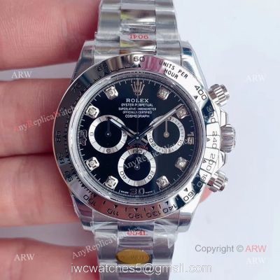 New Dial-Noob Factory Rolex Daytona Stainless Steel Black Dial Automatic Swiss Copy Watch 1