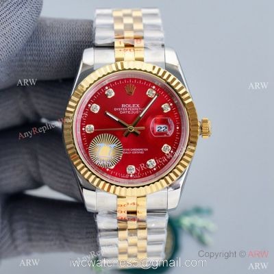 Swiss Quality Rolex Datejust ii 41mm Cherry red Dial Diamond Markers Jubilee Watch 1